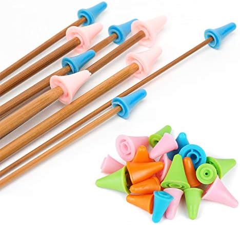 LOKUNN 20 PCS Knitting Needles Point Protectors 2 Sizes Needle Tip Stoppers