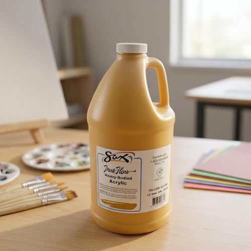 Sax True Flow Heavy Body Acrylic Paint, 1/2 Gallon, Yellow Ochre - 408506