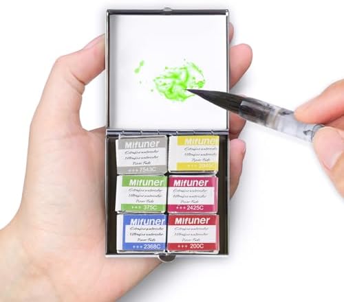 Mini Portable Handmade Artist Watercolor Paint,6 Colors Solid Watercolor