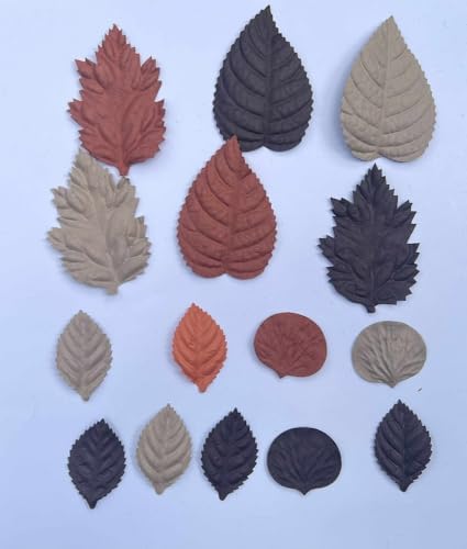 100 Pcs Handmade Mixed Mulberry Paper Rose,Maple,Sunflowers,Hydrangeas,Lotus Leaves Scrapbooking Wedding DIY Craft Supplies Card (Mixed Leaves Brown Tone.)