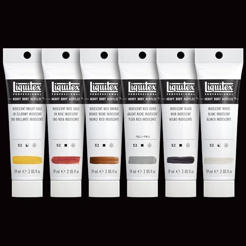 Liquitex Heavy Body Acrylic Paint Set, 6 x 59ml, Iridescent Colors Set