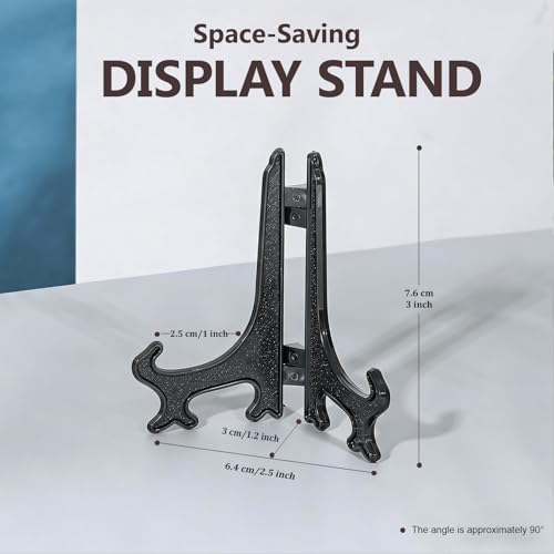 Artliving 3 Inch Black 12pcs/Set Plastic Easels Plate Display Stands Picture Frame Stand Holder