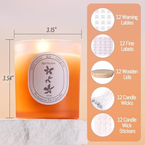 REISEN 12 Pcs 10oz Gradient Orange Candle Jars for Candle Making Kit