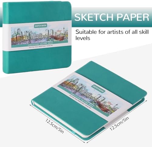 Pocket Sketchbook, 5 × 5 in, 80 Sheets Small Sketch Book, Dark Blue