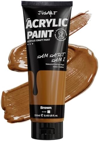 JusArt Brown Acrylic Paint, 8.45oz/250ml Large Tube, Heavy Body