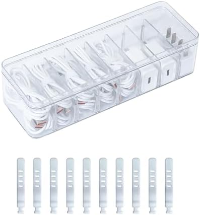 Plastic Cord Storage Organizer for Desk Drawer, Clear, with Lid