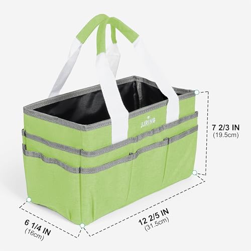 JJRING Craft Organizer Tote Bag Art Storage Caddy Cyan | With Multiple Pockets For Sewing, Scrapbooking, School, Medical, And Office Supplies