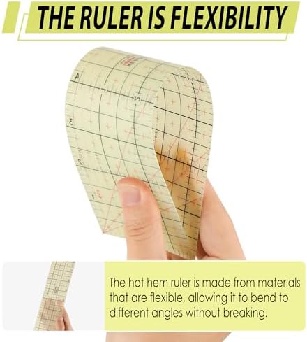 3 Pieces Hot Hem Ruler for Sewing Ruler Heat Resistant Ruler for Quilting and Sewing Tool Thin Pattern Making Clean Measuring Non-Slip Pressing Tool