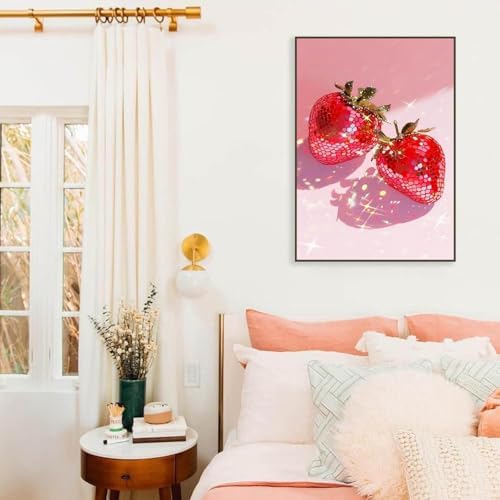 RYMILIE Strawberry Diamond Art Kits for Adults Diamond Painting Kit 12x16in | 5D Crystal Stress Relief Diamond Art Painting Kit for Beginners, DIY Full Round Drill Gem Art Crafts for Home Wall Decor Gift