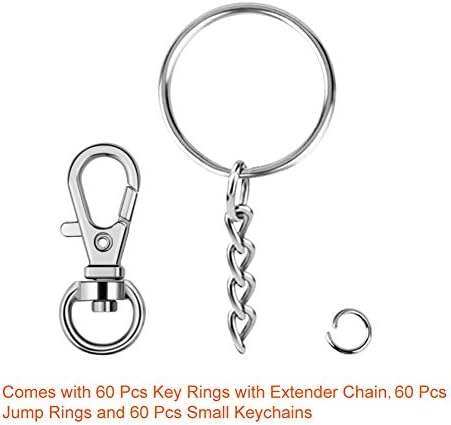 Selizo 120Pcs Swivel Snap Hook and Key Rings with Chain for Keychain Lanyard