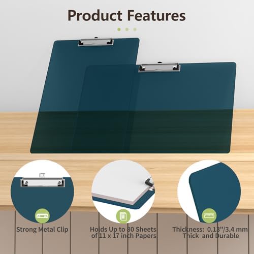 11 x 17 Extra Large Clipboard 2 Pack, Teal Clip Board