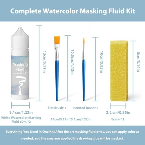 White Masking Fluid for Watercolor Painting 60ml, Fast-Drying