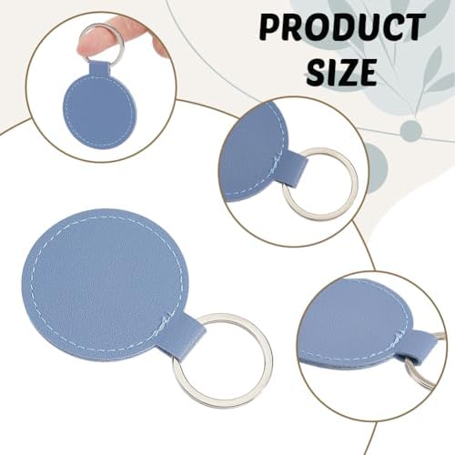 10PCS 5 Colors Round PU Leather Blank Keychain Heat Transfer Keyring Double Side Leather Keychain Kit with Key Ring Sublimation Key Fob Holder Bulk for DIY Craft Present Making Birthday Gift
