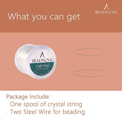 BEADNOVA 1mm Bracelet String Clear Craft Wire Stretch String Cord for Jewelry Making Beading Thread Elastic Thread Cord (100m)