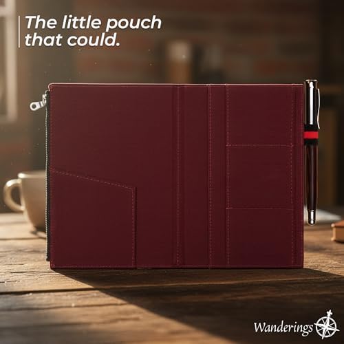 WANDERINGS Zipper Case Card Sleeve Holder Travelers Journal Accessory for Refillable Travel Journals - A5 Size - 5.25" x 8.25" - Durable 100% Cotton Fabric Planner Accessories Case