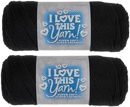 Hobby Lobby I Love This Yarn, 100% Acrylic, 30 Black, Set of 2