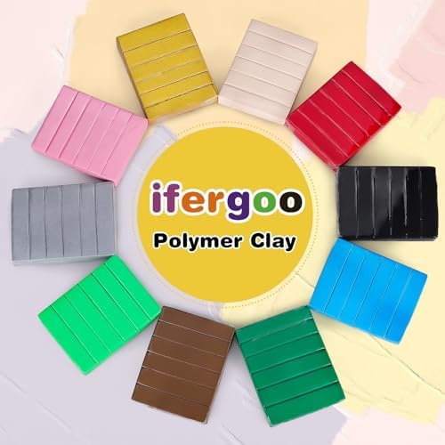 ifergoo 100g Silvery Polymer Clay, 3.5oz Oven Bake Modeling Clay for Kids