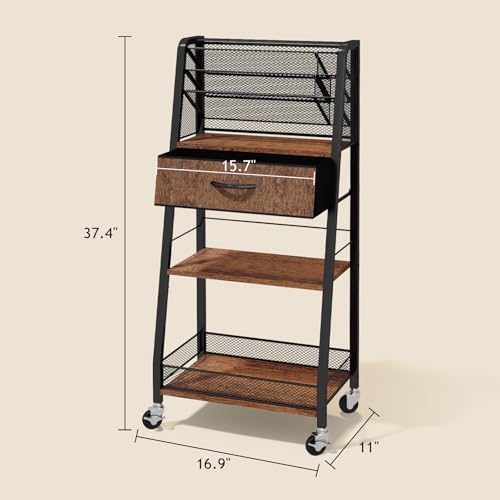 Homsorout 3 Tier Rolling Cart - Metal Utility Cart with Storage Drawer and Wheels, Versatile Art & Craft Organizer for Home, Office, or Studio - Ideal for Storing Brushes, Paints, and Supplies