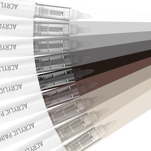 Greysh Browns 9 Colors Acrylic Paint Markers Set for Art Painting, DIY Crafts, Wood, Glass, Canvas & More