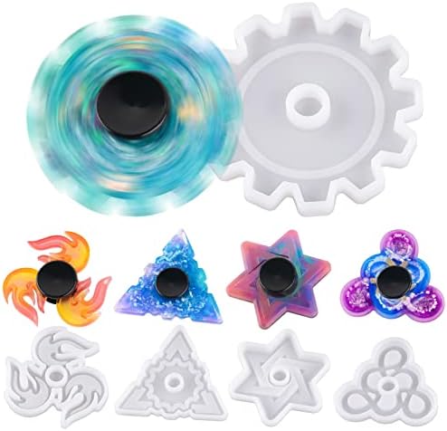 NiArt Fidget Spinner Silicone Resin Mold Kit, 5 Molds, 10 Bearings Set