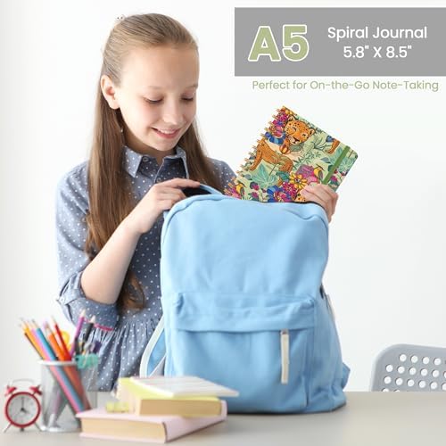 Lined Spiral Journal Notebook, A5 College Ruled Notebook for Note-Taking