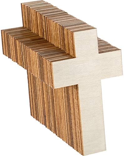 meekoo 36 Pieces Blank Wood Cutouts Unfinished Cross Shaped Wooden Pieces