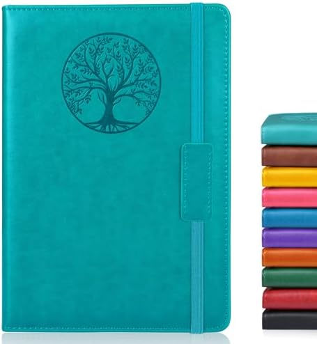 Biuwory A5 Hardcover Graph Paper Notebook, Grid Leather Journal for Writing | 140 Quad Ruled Grid Pages Vintage Diary, 5.7"×8.3" Travel Notebook for Work, School, Women & Men