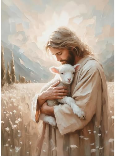 Jesus Paint by Numbers Kit for Adults Framed Canvas, Frameworkless