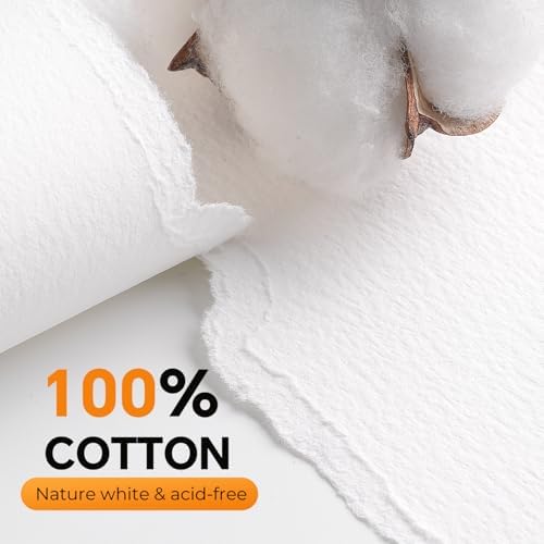Fuumuui 7×10 Watercolor Paper Block, Textured Rough 100% Cotton Watercolor Paper, 140lb/300gsm, 22 Sheets, Acid-Free, Art Paper for Painting & Drawing, Wet, Mixed Media, Rough Grain