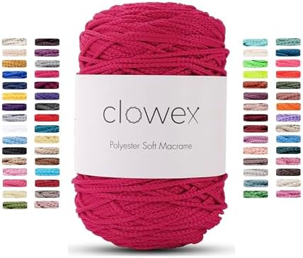 Polyester Soft Macrame Cord 2.5-3mm, 191 Yards x 1/9 inc Turkish Polyester Rope, Braided Macrame Yarn for DIY Crafts, Plant Hanger, Wall Hanging, Macrame Bag