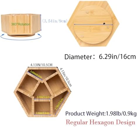 360° Rotating Bamboo Desk Organizer Hexagon