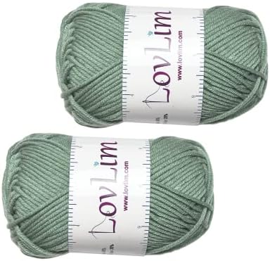 Yarn Pack, 2 skeins of 50g Each, Soft Cotton Yarn for Crochet and Knitting, Craft DK Amigurumi Yarn (Green Sage)