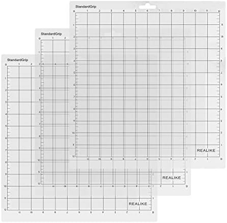 REALIKE 12x12 Cutting Mat Compatible with Cricut Maker 3/Maker 4/Maker/Explore 3/4/Air 2/Air/One(Standardgrip 3 Mats), Gridded Adhesive Non-Slip Cut Mat Replacement Accessories Set for Craft Vinyl