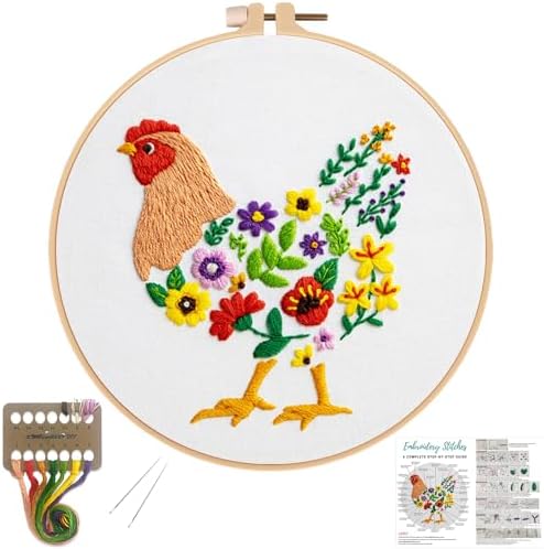 Louise Maelys Hen Embroidery Kit for Beginners Farmhouse DIY Craft