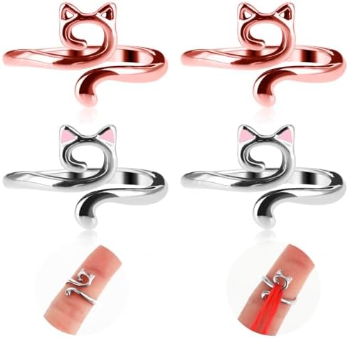 YUXIANLB Knitting Crochet Loop Ring for Fingers Metal Open Yarn Guide Crochet Rings Adjustable Braided Faster Knitting Thimbles Holders Accessories (2Rose Gold, 2Silver with Pink)