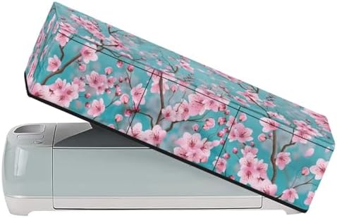 Binienty Pink Plum Blossom Cutting Machine Dust-Proof Bag Craft Tool Organizer Washable with 3 Pockets Portable Cutting Machine Dust Cover Fashion Home Accessory
