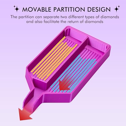 Diamond Art Trays with Lids, Multi-Color Partitioned Diamond Painting Tray, Suitable for 5D Diamond Dots, Silky Violet