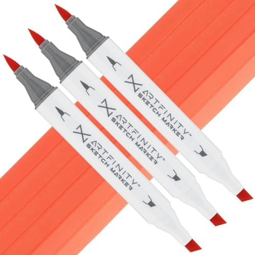 Artfinity Sketch Markers - Set of 3 - Cherry R1-55, Vibrant, Professional, Dye-Based Alcohol Markers for Artists, Drawing, Travel, & More