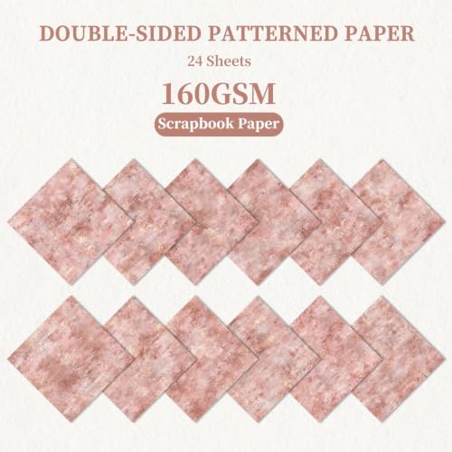 24 Sheets Rose Gold Scrapbook Paper 12x12 Inch 160gsm
