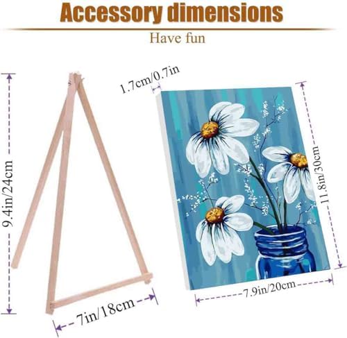 4 Pack paint by numbers kit for adults Framed Canvas with Wooden Easel