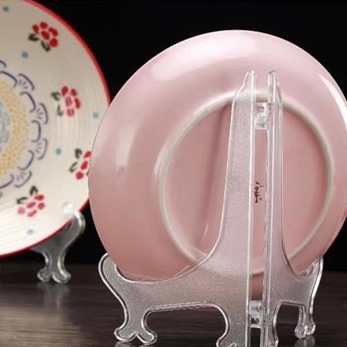 LonlyEagle 6 Pack 8 Inch Clear Plastic Easels or Stand/Plate Holders to Display Pictures or Other Items at Weddings, Plate Stands for Home Decoration, Birthdays, Tables
