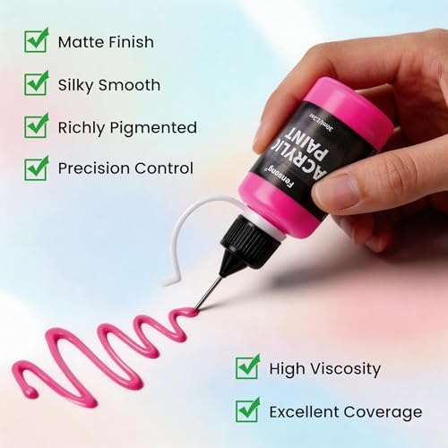 Acrylic Paint Set 12 Colors, 30ml Craft Paint with Precision Applicator Tip
