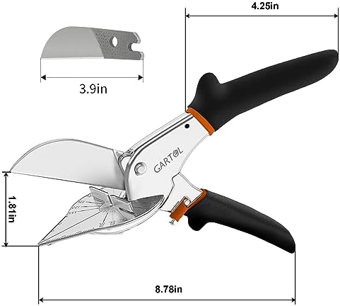 GARTOL 45-135° Adjustable Miter Shears, Quarter Round Cutter for PVC & Trim