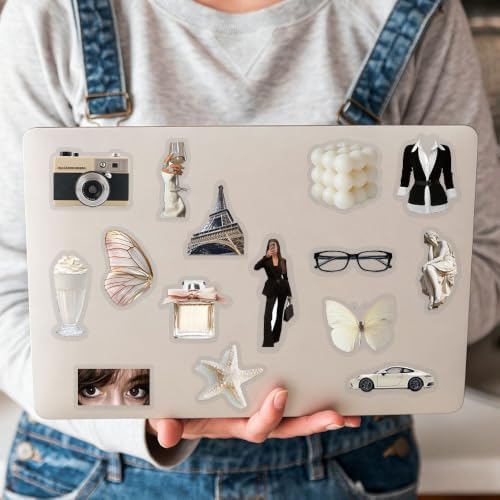 50PCS Clean Girl Aesthetic Stickers, Clear PET Old Money Vintage Paris Journal Stickers for Scrapbooking, Planner, Vision Board, Laptop, Fashion Collage