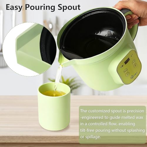 Bienslys Digital Wax Melter Pot, 1.6Qts Electric Candle & Soap Making Warmer with Adjustable Thermostat (90-300°F), Non-Stick Coating & Drip-Free Spout - for Wax Melting, Candle Making, DIY Crafts
