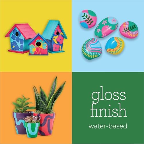 Apple Barrel Gloss Acrylic Craft Paint and Brush Kit, Set of 36