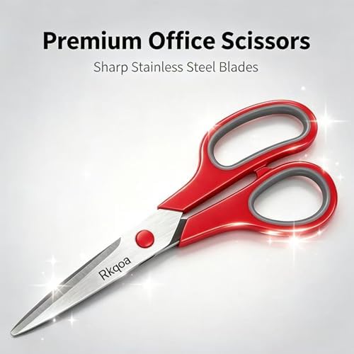 Black 6 Scissors Pack, Rkqoa 8" All Purpose Sharp Scissor for Everyday Use