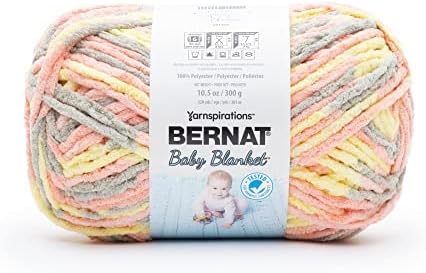 Bernat BABY BLANKET BB Spring Blossom Yarn - 1 Pack of 10.5oz/300g - Polyester - #6 Super Bulky - 220 Yards - Knitting/Crochet