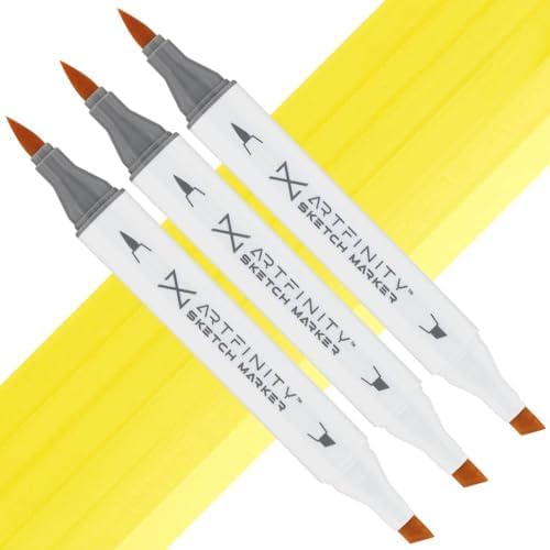 Artfinity Sketch Markers - Set of 3 - Morning Sun Y2-3, Vibrant, Professional, Dye-Based Alcohol Markers for Artists, Drawing, Travel, & More