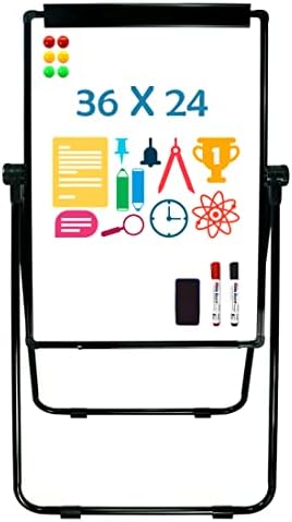 White Board Easel Office Portable Dry Erase Boards with Stand, Flipchart Easel Height Adjustable 36x24 inches, Perfect for Classroom, Preschool, Homeschool, Restaurant and Presentation (Black)